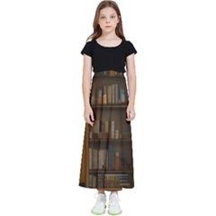 Books Book Shelf Shelves Knowledge Book Cover Gothic Old Ornate Library Kids  Flared Maxi Skirt