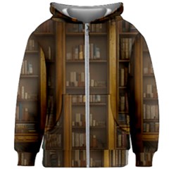 Books Book Shelf Shelves Knowledge Book Cover Gothic Old Ornate Library Kids  Zipper Hoodie Without Drawstring