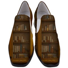 Books Book Shelf Shelves Knowledge Book Cover Gothic Old Ornate Library Women Slip On Heel Loafers