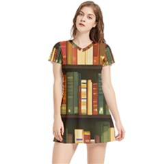 Books Bookshelves Library Fantasy Apothecary Book Nook Literature Study Women s Sports Skirt