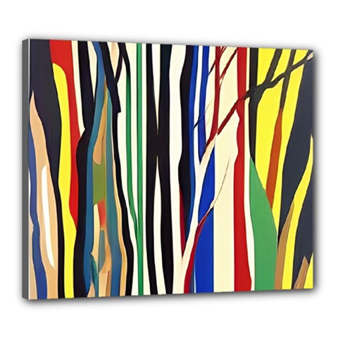 Abstract Trees Colorful Artwork Woods Forest Nature Artistic Canvas 24  X 20  (stretched)