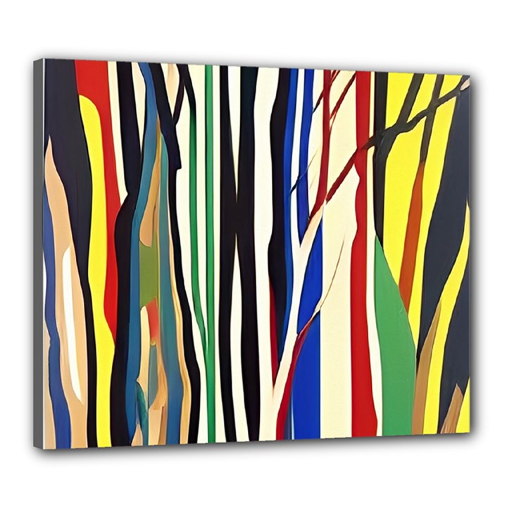 Abstract Trees Colorful Artwork Woods Forest Nature Artistic Canvas 24  x 20  (Stretched)