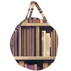 Books Bookshelves Office Fantasy Background Artwork Book Cover Apothecary Book Nook Literature Libra Giant Round Zipper Tote by Grandong