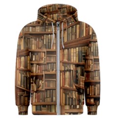 Room Interior Library Books Bookshelves Reading Literature Study Fiction Old Manor Book Nook Reading Men s Zipper Hoodie