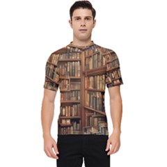 Room Interior Library Books Bookshelves Reading Literature Study Fiction Old Manor Book Nook Reading Men s Short Sleeve Rash Guard by Grandong