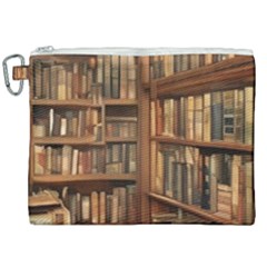 Room Interior Library Books Bookshelves Reading Literature Study Fiction Old Manor Book Nook Reading Canvas Cosmetic Bag (xxl) by Grandong