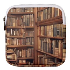 Room Interior Library Books Bookshelves Reading Literature Study Fiction Old Manor Book Nook Reading Mini Square Pouch by Grandong