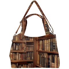 Room Interior Library Books Bookshelves Reading Literature Study Fiction Old Manor Book Nook Reading Double Compartment Shoulder Bag by Grandong