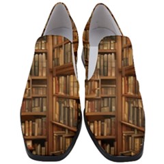 Room Interior Library Books Bookshelves Reading Literature Study Fiction Old Manor Book Nook Reading Women Slip On Heel Loafers by Grandong