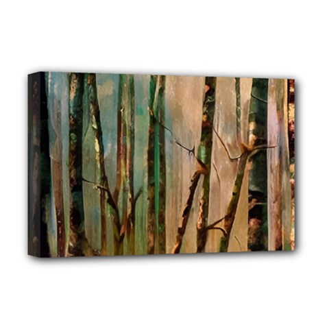 Woodland Woods Forest Trees Nature Outdoors Mist Moon Background Artwork Book Deluxe Canvas 18  X 12  (stretched) by Grandong