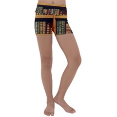 Room Interior Library Books Bookshelves Reading Literature Study Fiction Old Manor Book Nook Reading Kids  Lightweight Velour Yoga Shorts by Grandong