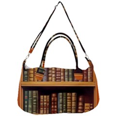 Room Interior Library Books Bookshelves Reading Literature Study Fiction Old Manor Book Nook Reading Removable Strap Handbag by Grandong