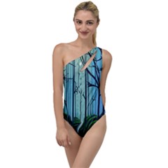 Nature Outdoors Night Trees Scene Forest Woods Light Moonlight Wilderness Stars To One Side Swimsuit