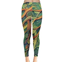 Outdoors Night Setting Scene Forest Woods Light Moonlight Nature Wilderness Leaves Branches Abstract Everyday Leggings  by Grandong