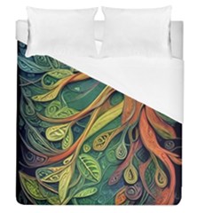 Outdoors Night Setting Scene Forest Woods Light Moonlight Nature Wilderness Leaves Branches Abstract Duvet Cover (queen Size) by Grandong