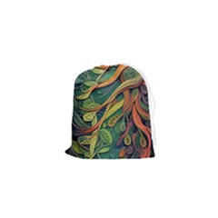 Outdoors Night Setting Scene Forest Woods Light Moonlight Nature Wilderness Leaves Branches Abstract Drawstring Pouch (xs) by Grandong