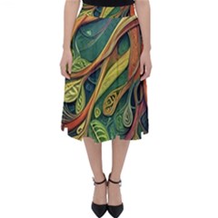 Outdoors Night Setting Scene Forest Woods Light Moonlight Nature Wilderness Leaves Branches Abstract Classic Midi Skirt by Grandong