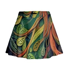 Outdoors Night Setting Scene Forest Woods Light Moonlight Nature Wilderness Leaves Branches Abstract Mini Flare Skirt by Grandong