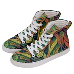 Outdoors Night Setting Scene Forest Woods Light Moonlight Nature Wilderness Leaves Branches Abstract Men s Hi-top Skate Sneakers by Grandong