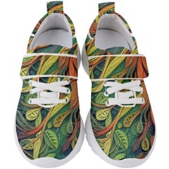Outdoors Night Setting Scene Forest Woods Light Moonlight Nature Wilderness Leaves Branches Abstract Kids  Velcro Strap Shoes by Grandong