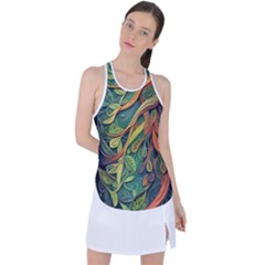 Outdoors Night Setting Scene Forest Woods Light Moonlight Nature Wilderness Leaves Branches Abstract Racer Back Mesh Tank Top by Grandong
