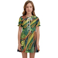 Outdoors Night Setting Scene Forest Woods Light Moonlight Nature Wilderness Leaves Branches Abstract Kids  Sweet Collar Dress by Grandong