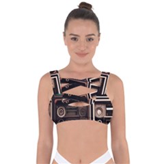 Retro Electronics Old Antiques Texture Wallpaper Vintage Cassette Tapes Retrospective Bandaged Up Bikini Top by Grandong