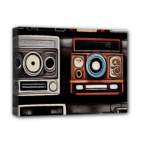 Retro Cameras Old Vintage Antique Technology Wallpaper Retrospective Deluxe Canvas 16  x 12  (Stretched) 