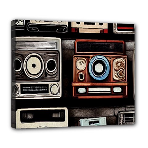 Retro Cameras Old Vintage Antique Technology Wallpaper Retrospective Deluxe Canvas 24  x 20  (Stretched)