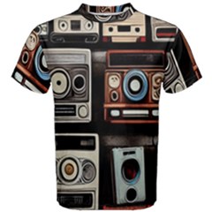 Retro Cameras Old Vintage Antique Technology Wallpaper Retrospective Men s Cotton T-Shirt