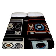 Retro Cameras Old Vintage Antique Technology Wallpaper Retrospective Fitted Sheet (California King Size)