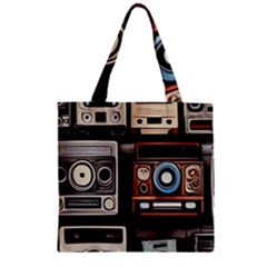 Retro Cameras Old Vintage Antique Technology Wallpaper Retrospective Zipper Grocery Tote Bag