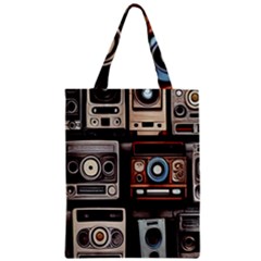 Retro Cameras Old Vintage Antique Technology Wallpaper Retrospective Zipper Classic Tote Bag