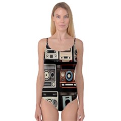 Retro Cameras Old Vintage Antique Technology Wallpaper Retrospective Camisole Leotard 