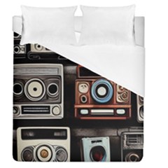 Retro Cameras Old Vintage Antique Technology Wallpaper Retrospective Duvet Cover (Queen Size)