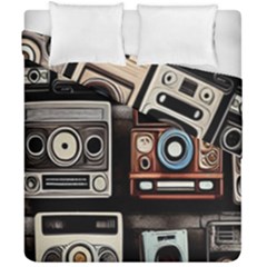 Retro Cameras Old Vintage Antique Technology Wallpaper Retrospective Duvet Cover Double Side (California King Size)