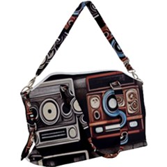 Retro Cameras Old Vintage Antique Technology Wallpaper Retrospective Canvas Crossbody Bag