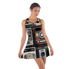 Retro Cameras Old Vintage Antique Technology Wallpaper Retrospective Cotton Racerback Dress