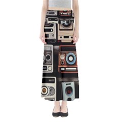 Retro Cameras Old Vintage Antique Technology Wallpaper Retrospective Full Length Maxi Skirt by Grandong