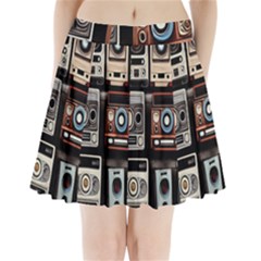 Retro Cameras Old Vintage Antique Technology Wallpaper Retrospective Pleated Mini Skirt