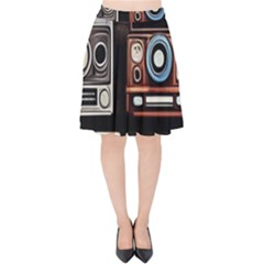 Retro Cameras Old Vintage Antique Technology Wallpaper Retrospective Velvet High Waist Skirt