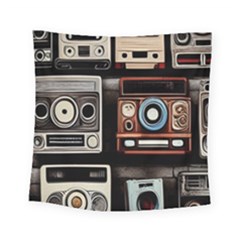 Retro Cameras Old Vintage Antique Technology Wallpaper Retrospective Square Tapestry (Small)