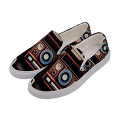 Retro Cameras Old Vintage Antique Technology Wallpaper Retrospective Women s Canvas Slip Ons