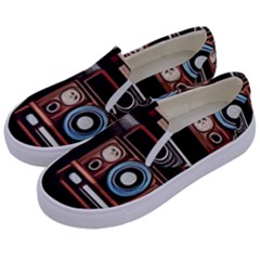 Retro Cameras Old Vintage Antique Technology Wallpaper Retrospective Kids  Canvas Slip Ons