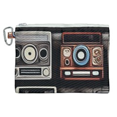 Retro Cameras Old Vintage Antique Technology Wallpaper Retrospective Canvas Cosmetic Bag (XL)