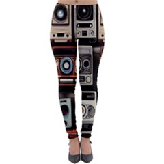 Retro Cameras Old Vintage Antique Technology Wallpaper Retrospective Lightweight Velour Leggings