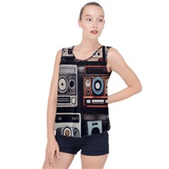 Retro Cameras Old Vintage Antique Technology Wallpaper Retrospective Bubble Hem Chiffon Tank Top