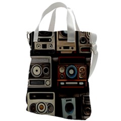 Retro Cameras Old Vintage Antique Technology Wallpaper Retrospective Canvas Messenger Bag