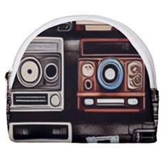 Retro Cameras Old Vintage Antique Technology Wallpaper Retrospective Horseshoe Style Canvas Pouch