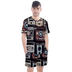 Retro Cameras Old Vintage Antique Technology Wallpaper Retrospective Men s Mesh T-Shirt and Shorts Set